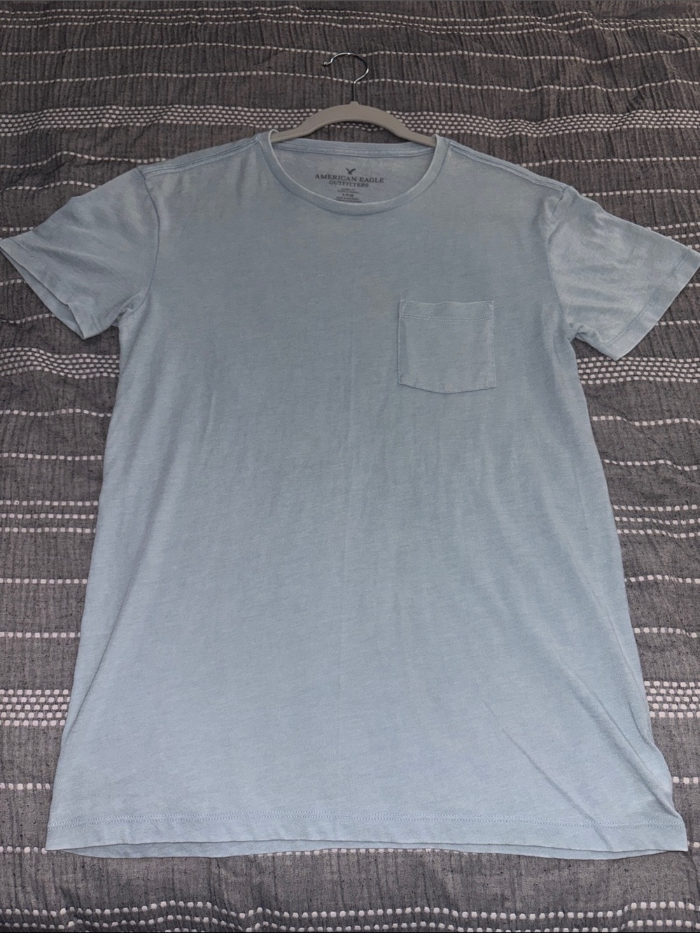 American Eagle Outfitters Light Blue Pocket Crew Tee